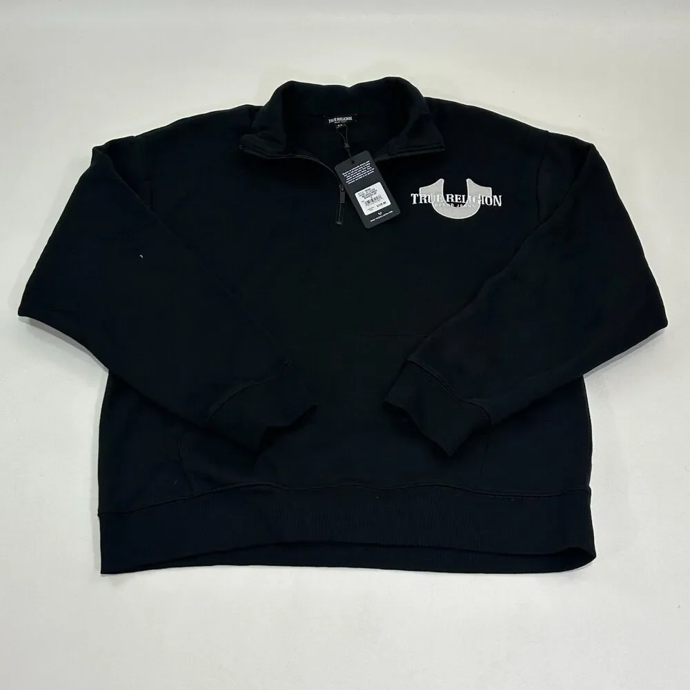 True Religion Half Zip Activewear Pull Over Jacket Embroidered Logo Size S